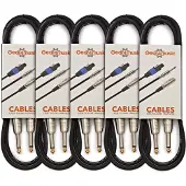 Gear4Music Pakke med 5 Jack-instrumentkabler 1m