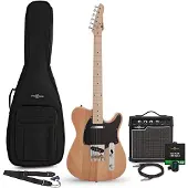 Gear4Music Knoxville Electric Guitar Natural 10W Guitar Amp & Accessory Pack