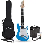 Gear4Music 3/4 LA Elektrisk Gitar Blå 10W Gitarforsterker & Tilbehørspakke