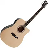 Gear4Music Dreadnought Cutaway Elektroakustisk Gitar Naturell