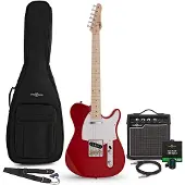 Gear4Music Knoxville Electric Guitar Red 10W Guitar Amp & Accessory Pack
