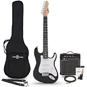 Gear4Music 3/4 LA Elektrisk Gitar Svart 10W Gitarforsterker & Tilbehørspakke