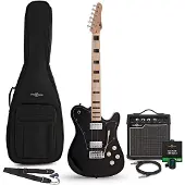 Gear4Music Knoxville Select Electric Guitar Black 10W Guitar Amp & Accessory Pack