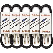 Gear4Music Pakke med 5 Jack-Instrumentkabler 6m