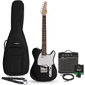 Gear4Music Knoxville Electric Guitar Black 10W Guitar Amp & Accessory Pack