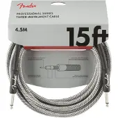 Fender Profesjonell 15 Fot Lang Rett Instrumentkabel Hvit Tweed