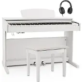Gear4Music DP-10X Digitalt Piano fra + Pianokrakkpakke Hvit