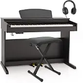 Gear4Music DP-10X Digitalt Piano fra  Matt Svart + Tilbehørspakke