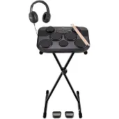 Gear4Music DD80 Bærbar elektrisk trommepads fra stativ og hodetelefonpakke