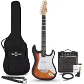 Gear4Music LA Elektrisk Gitar Sunburst 10W Gitarforsterker & Tilbehørspakke