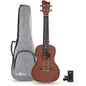Gear4Music Sapele Concert Electro-Ukulele Pack fra