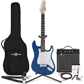 Gear4Music LA Elektrisk Gitar Blå 15W Gitarforsterker & Ultimat Tilbehørspakke