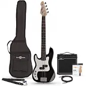 Gear4Music 3/4 LA Venstrehendt Bassgitar + 15W Forsterkerpakke Svart