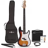 Gear4Music LA Bassgitar + 15W Forsterkerpakke Sunburst
