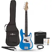 Gear4Music 3/4 LA Bassgitar + 15W Forsterkerpakke Blå