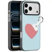 DUX iPhone 17 Pro Max Luvy-deksel med fingerring/håndstropp - himmelblå / hjerte