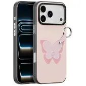 DUX iPhone 17 Pro Luvy-deksel med fingerring/håndstropp - Lys rosa / sommerfugl