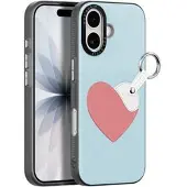 DUX iPhone 17 Luvy-deksel med fingerring/håndstropp - himmelblå / hjerte