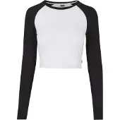 Urban Classics Organic Cropped Retro Baseball Langarmet Topp