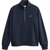 Gant for woman. 4200561 Shield half-zip navy sweatshirt (S), Casual, Cotton, Long sleeve
