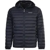 Armani Exchange for man. XM001577AF16927UB101 Full-zip down jacket with hood in navy blue (L), Casual, Polyamide