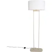 QAZQA Beige gulvlampe med oval linskjerm i hvit, 50 cm – Thijmen