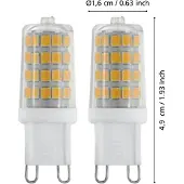 Eglo G9 LED SMD klar lyskilde med varmt hvidt lys, 2 styks pakke