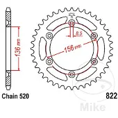 JT Sprockets 520 Jtr822.49 Steel Bakre Tannhjul