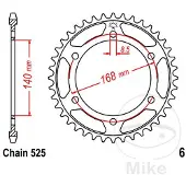JT Sprockets 525 Jtr6.41 Steel Bakre Tannhjul