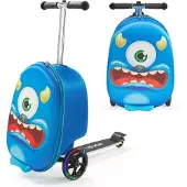 Vevor Ride-on bagasje, 20 l kapasitet, 20 tommers barnekoffert med Flash PU-hjul, justerbart håndtak og TPR-sklisikkert grep, sammenleggbar og lett sparkesykkelbagasje for barn fra 5 år, blå