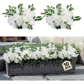 Vevor Blomsterballer Arrangementsbukett 10 stk, 450 mm diameter Kunstige blomsterballer Bryllupsborddekorasjoner Hvite roser, Kunstige blomsterarrangementer for Bryllupsborddekorasjon Hjemmeborddekora