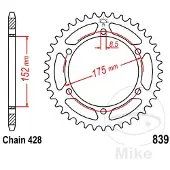 JT Sprockets 428 Jtr839.57 Steel Bakre Tannhjul