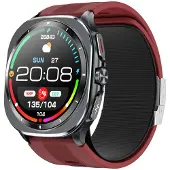 INF Smartklokke med EKG og blodtrykksmåling, 1.43 inch AMOLED, Bluetooth-anrop, NFC, 5-10 dagers batteritid, kompatibel med HealthWear-appen Red