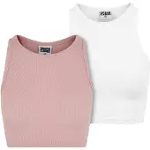 Urban Classics Cropped Rib Ermeløs Topp 2 Enheter