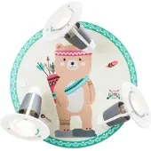 Elobra Vegglampe Little Indians, Bamse Bjørn, gul-grønn