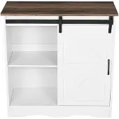 Vevor Kaffebarskap, 89,5 x 33,8 x 89,5 cm Kaffebarskap i landlig stil med 3-lags oppbevaring, Kaffebarbord med låvedør, Skjenk i landlig stil, Buffetskap for stue, entré