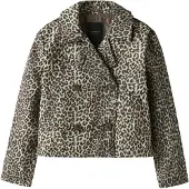 Name It Kids Frakk - NkfMadelin - Kort - Birch m. Leopard - - 11 år (146) - Overgangsjakke