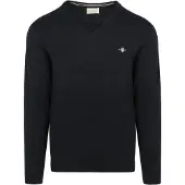 Gant for man. 8030562 V-neck jumper in classic navy cotton (L), Casual, Long sleeve