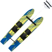 Vevor Vannski 116,8 cm / 46 tommer, Vannskitreningssko med X-7 justerbare bindinger, dobbelthåndtakstau og avtakbar stabiliseringsstang, treningsvannskikombinasjon for ungdom opptil 136 kg