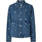 Pieces Flora Denim Emb Skjorte Med Lange Ermer