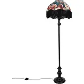 QAZQA Gulvlampe sort med blomsterskjerm og hvit innside 45 cm - Classico