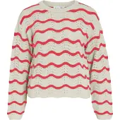 Vila Wave O-neck Pointelle Knit Genser