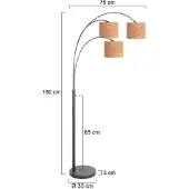 Steinhauer Gulvlampe Sparkled Light, svart/brun, 180 cm, kork, 3 lyskilder.