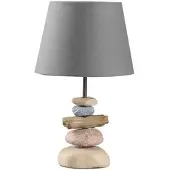 ONLI Bordlampe Vera, stoffskjerm og steindekor, 38 cm