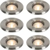 QAZQA Sett med 6 utendørs bakkespotter stål 11 cm IP67 - Basic Round