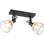 Reality Taklampe Jerome, lengde 36 cm, 2 lyskilder, matt svart metall