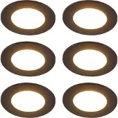 QAZQA Sett med 6 moderne innfelte spotter svart inkl. LED 3-trinns dimbar IP65 - Blanca