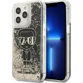 Karl Lagerfeld Gatsby-etui med flytende glitter til iPhone 13 Pro / iPhone 13 - Svart