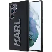 Karl Lagerfeld 3D gummideksel med glitterlogo for Samsung Galaxy S24 Ultra - svart