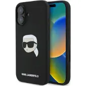 Karl Lagerfeld MagSafe iPhone 16-etui i silikon med Karl-hodetrykk - svart